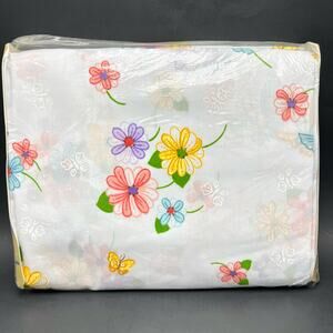 Vintage 3 Piece Twin Sheet Set Thomaston Melanie Flower Power Butterfly Retro